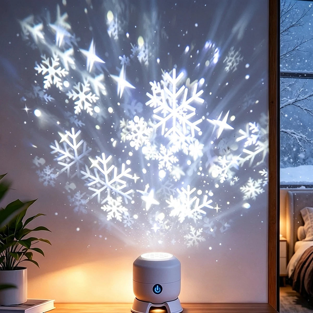 LED Rotating Snowflake Star Pr - Baby Nursery Wall Lights review and price