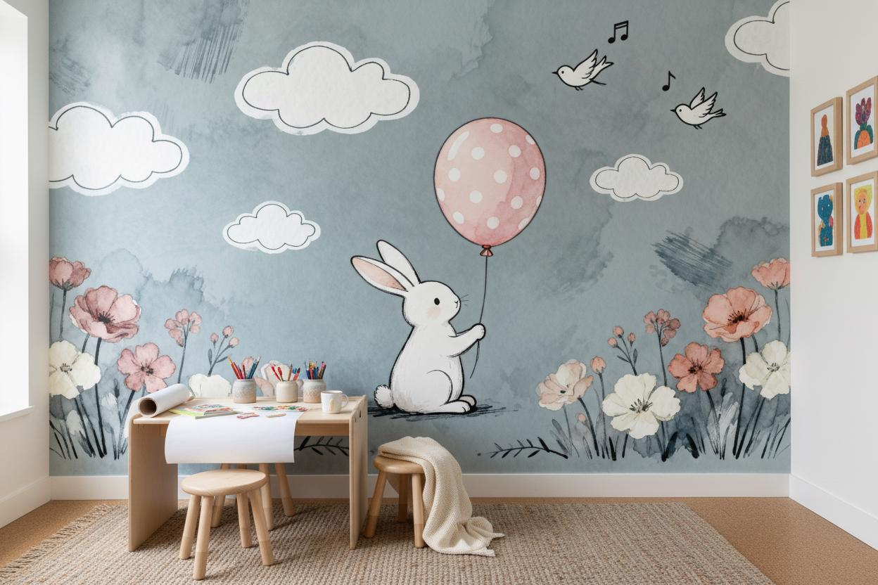 Cartoon Animal Wall Mural Kids - Baby Nursery Peel And Stick Wallpaper review and price