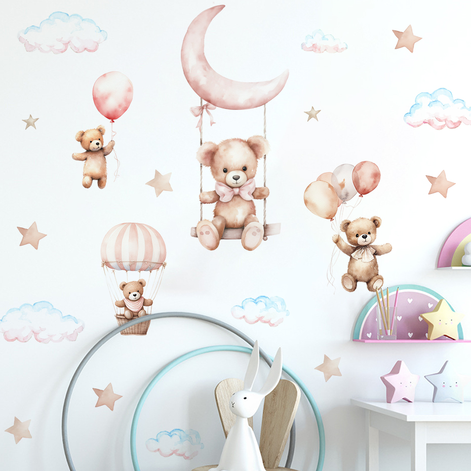Watercolor Bear Hot Air Balloo - Baby Nursery Boy review and price