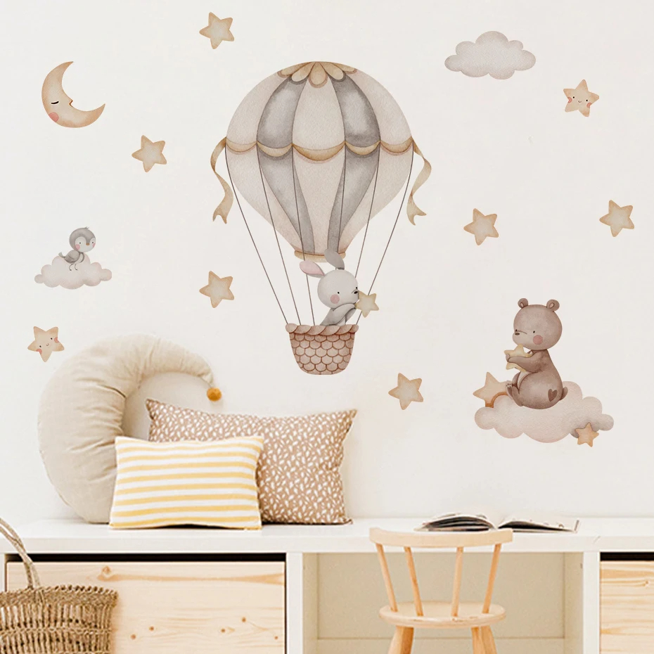 Watercolor Bear Hot Air Balloo - Baby Nursery Boy review and price